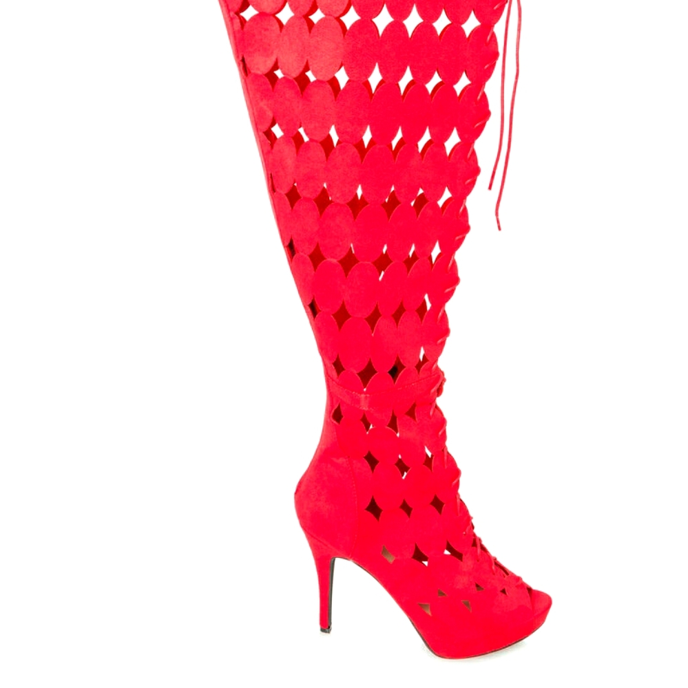 New Ashley Stewart Red Over Knee Sexy Boots